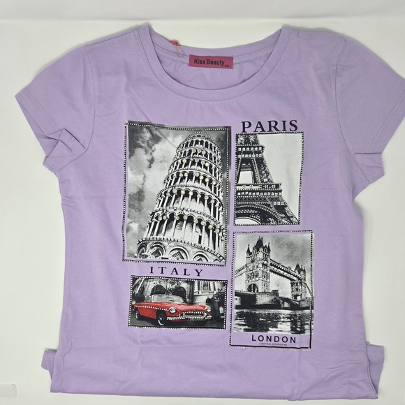 Tops - Purple Graphic T-Shirt With Rhinestones S/M